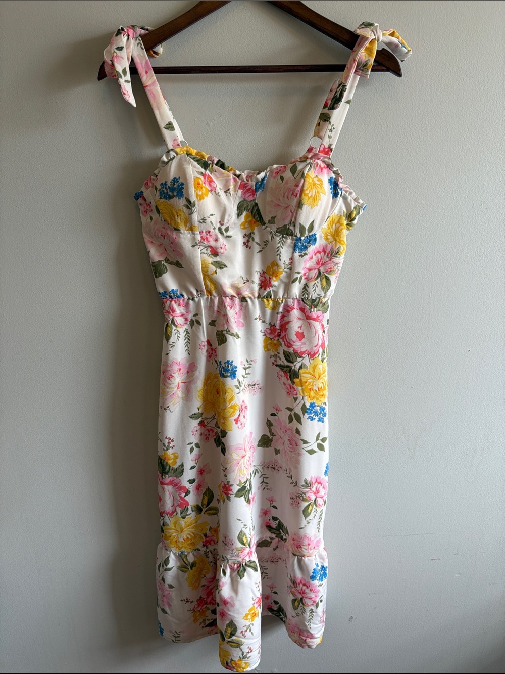 Lily Rose‎ Floral Tie Strap Midi Dress Cottagecore Sundress